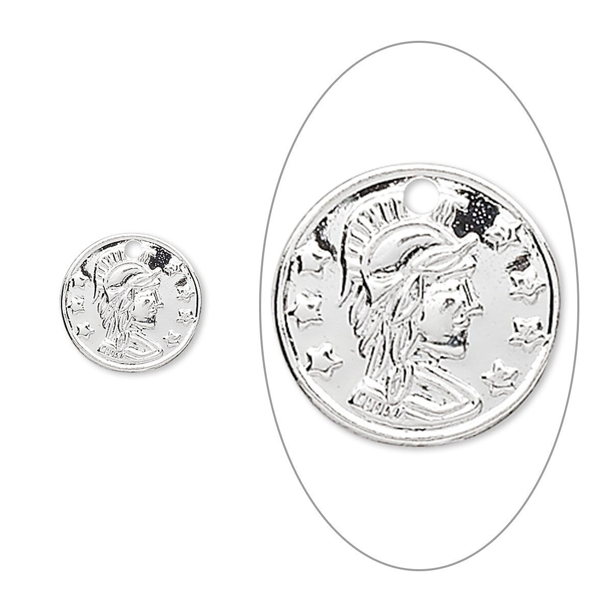 Silver Plated Brass Roman Replica Coin Drop Charms 10mm or 16mm