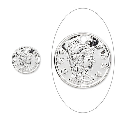 Silver Plated Brass Roman Replica Coin Drop Charms 10mm or 16mm