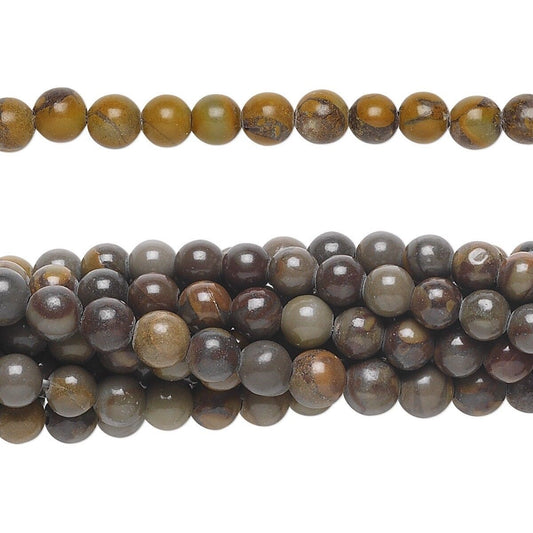 Beads, Chrysanthemum Stone (Natural) C Grade 4mm Round, 1 Strand (approx. 100 pcs)