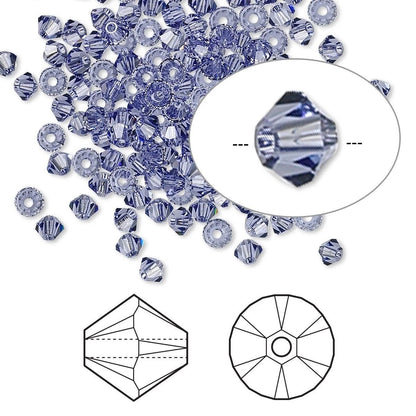 Swarovski Tanzanite Purple 5328 Bicone Beads, 3mm - 48 or 144 pcs