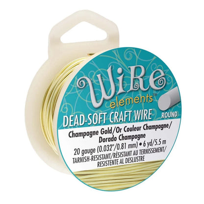 Beadsmith Champagne Gold Round Wrapping Wire, 20 Gauge (0.81mm), 6 yd