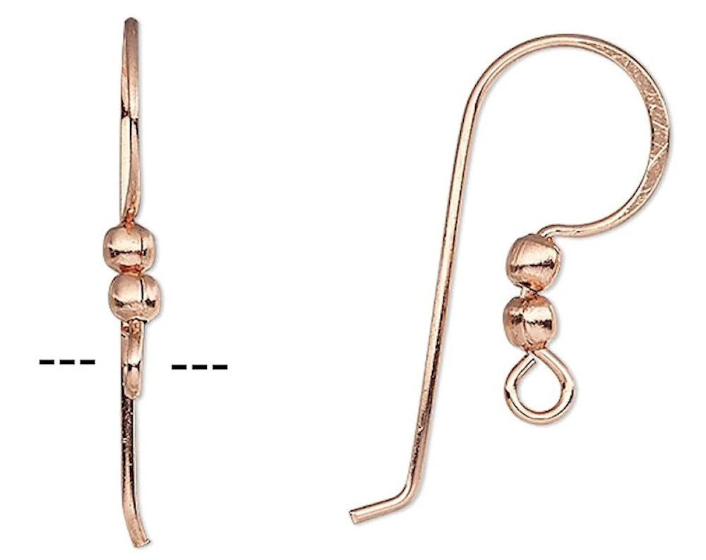 Beadsmith Copper Plated Fishhook Ear Wires 21mm with Ball, 25 Pairs
