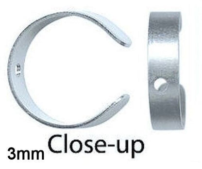 BeadSmith Plated Brass Plain Ear Cuffs with Hole, 3mm or 6mm, 12 pcs