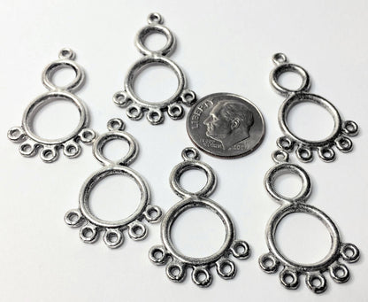 Antiqued Silver Plated Pewter 24x14mm Figure-8 Chandelier Drop with Loops, 12 pcs