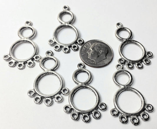 Antiqued Silver Plated Pewter 24x14mm Figure-8 Chandelier Drop with Loops, 12 pcs