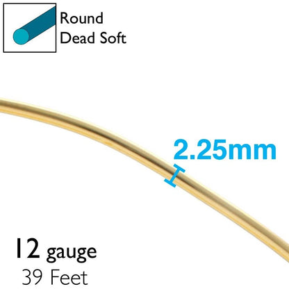 Beadsmith Light Gold Anodized Aluminum Wire, 12 Gauge (2mm), 39 Feet