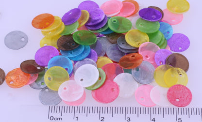 Capiz Shell 10mm Coin Drop Charms Assorted Colors, 100 pcs