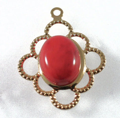 Gold-Plated Brass Oval Cabochon Drop Setting, 19x17mm (for 8x6mm Oval), 10 pcs