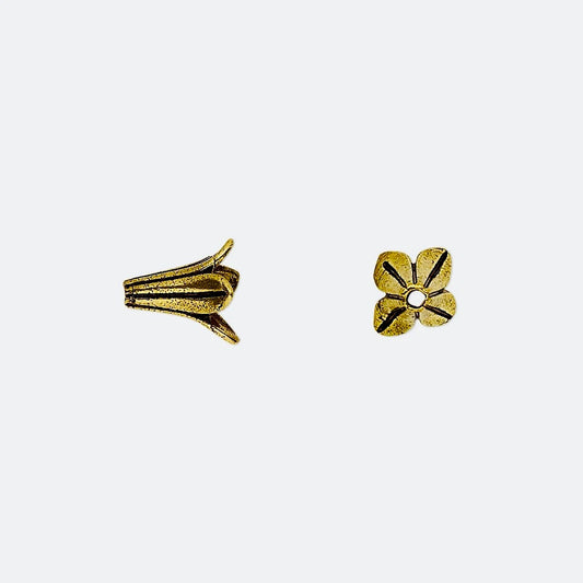 Antiqued Gold Plated Brass Flower Petal Bead Caps, 8x8mm, 12 pcs