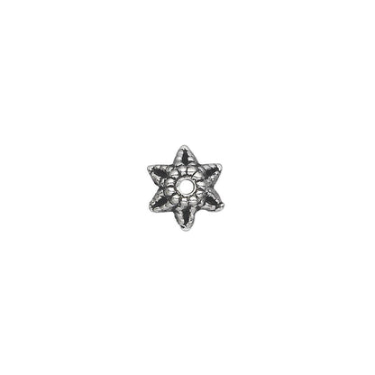Antiqued Silver Pewter Star Flower Bead Caps, 9x5mm, 50 pcs