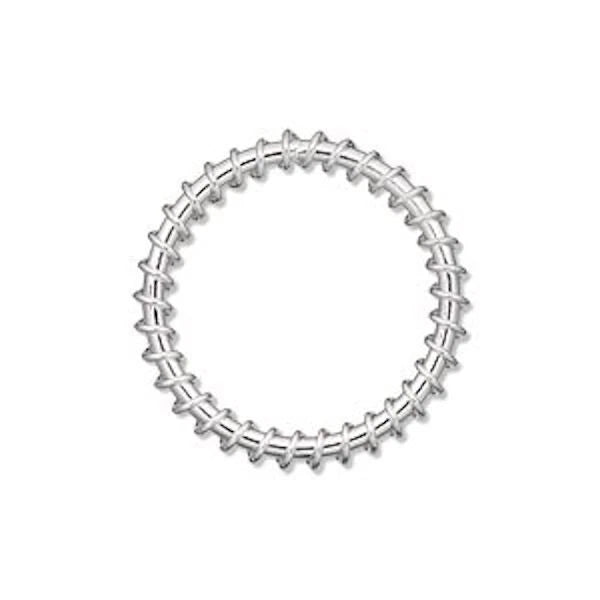 Silver Plated Steel Wire-Wrapped Round Components, 25mm, 10 pcs