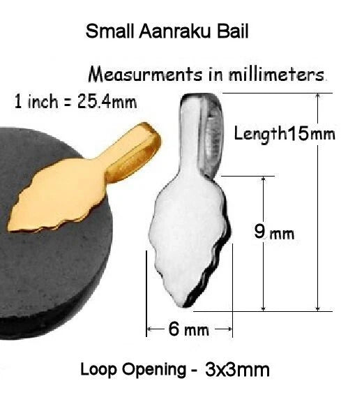 Aanraku Small 18KT Gold Plated Glue-On Leaf Bail, 16x6.5mm, 5 pcs