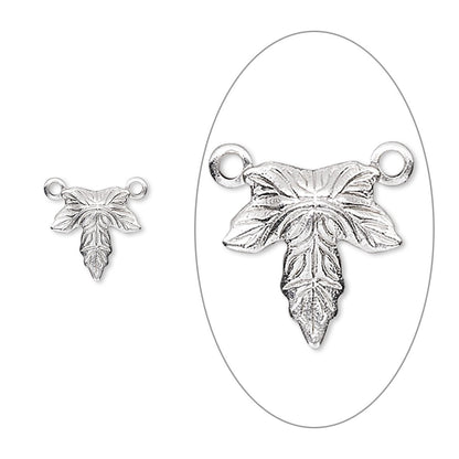 Matte Silver-Plated Brass 10x10mm Maple Leaf Drop Connectors, 100 pcs