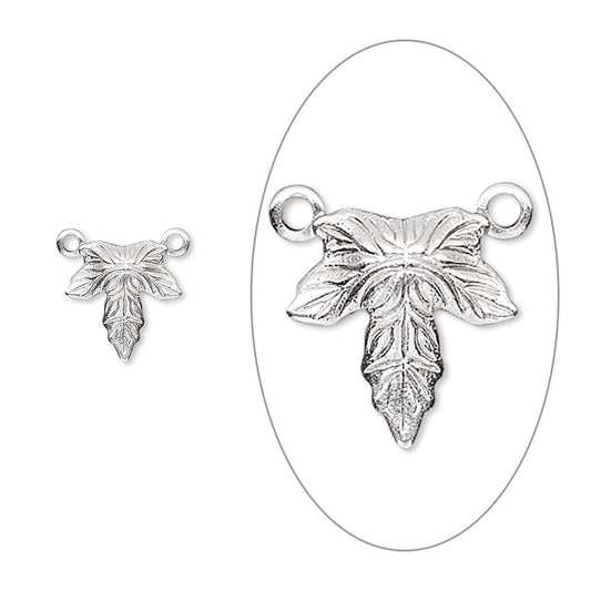 Matte Silver-Plated Brass 10x10mm Maple Leaf Drop Connectors, 100 pcs