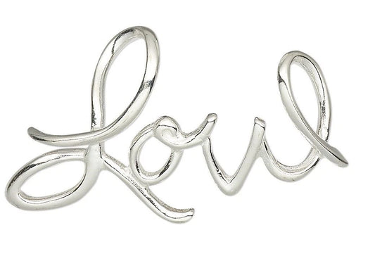 JBB Findings Sterling Silver Script "LOVE" Slide Pendant: 34x19mm