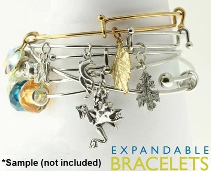 Silver Plated Adjustable Bangle Bracelet, 2mm Wire, 7.5-8 inch