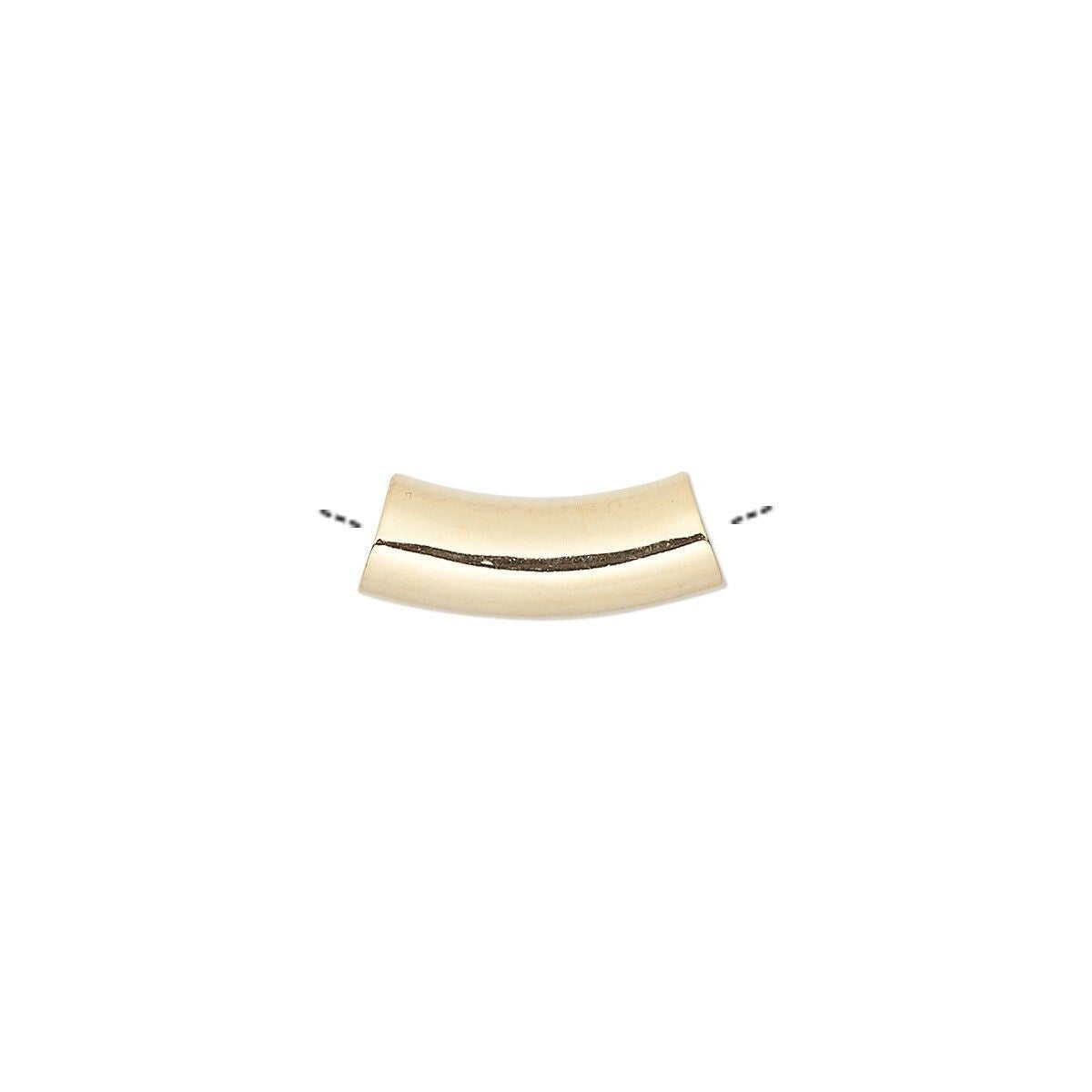 Gold Plated Brass Curved Tube Beads 15x5mm, 10 pcs