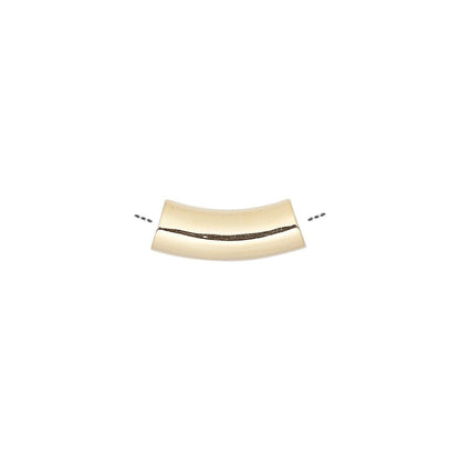 Gold Plated Brass Curved Tube Beads 15x5mm, 10 pcs