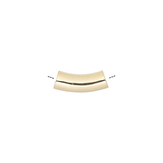 Gold Plated Brass Curved Tube Beads 15x5mm, 10 pcs