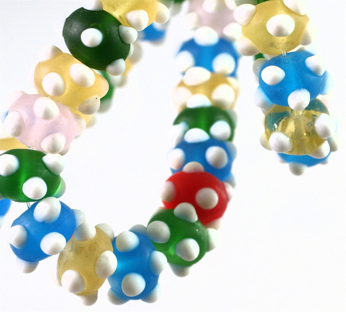Lampwork Glass Frosted Multicolor Bumpy Rondelle Beads, 1 Strand (approx. 40-41)