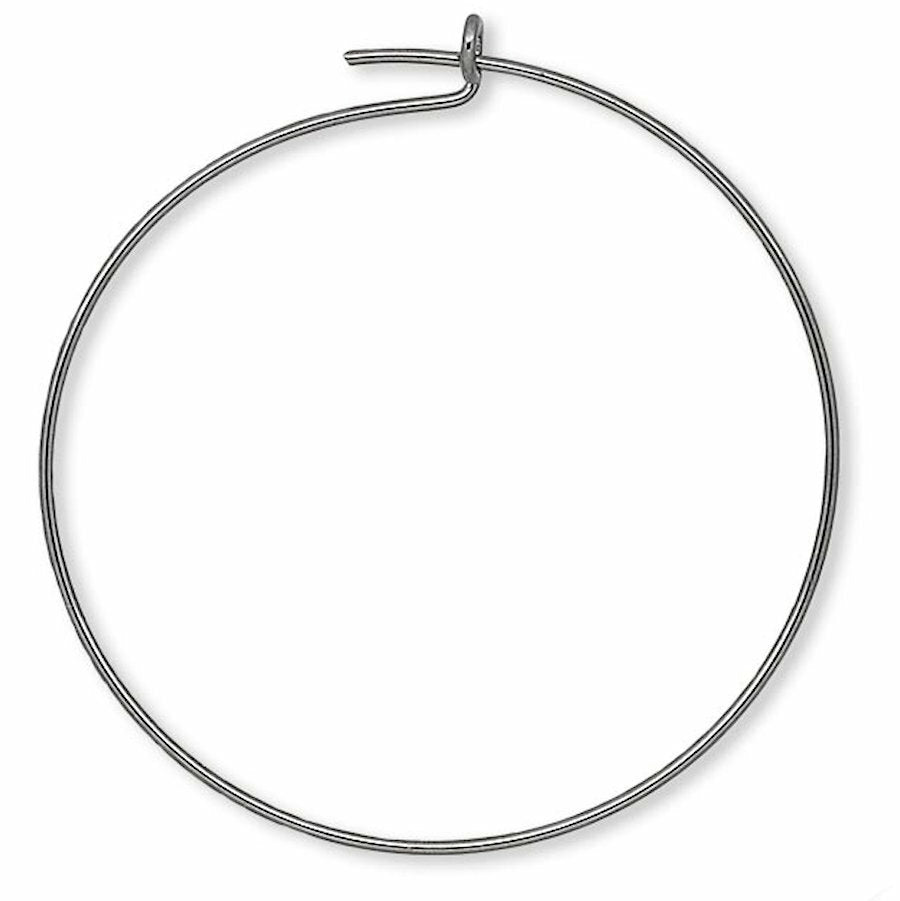 Gunmetal Plated Brass Round Beading Hoop Ear Wires 25mm 24 Gauge