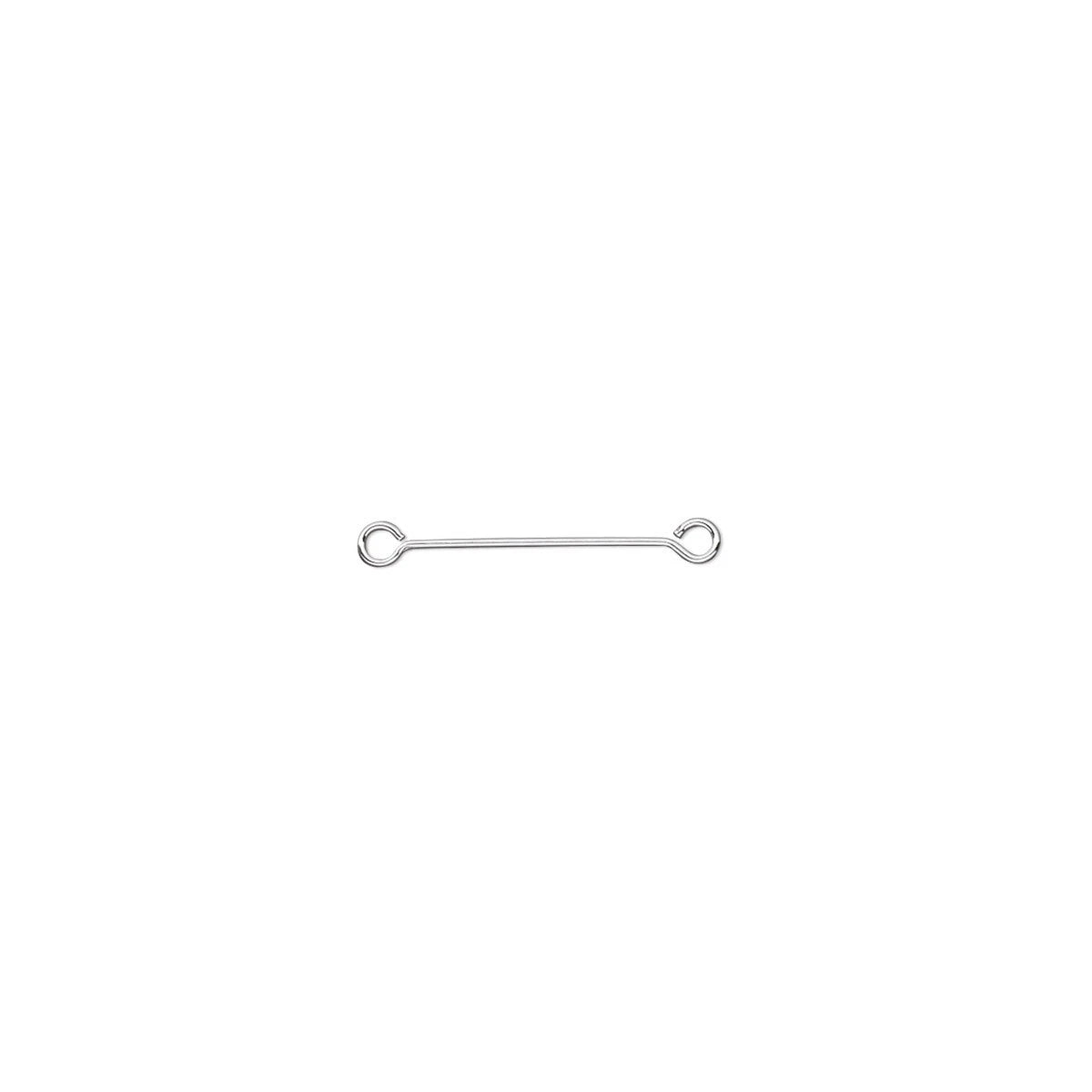 Silver Plated Brass Double Eye Pin Link Connectors, 15x2mm, 26 Gauge, 100 pcs