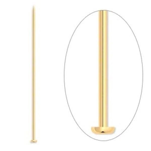 Gold Plated Brass Head Pins, 4 Inch, 21 Gauge, 100 or 500 pcs