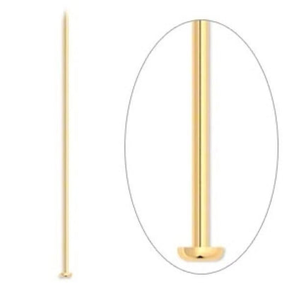Gold Plated Brass Head Pins, 4 Inch, 21 Gauge, 100 or 500 pcs