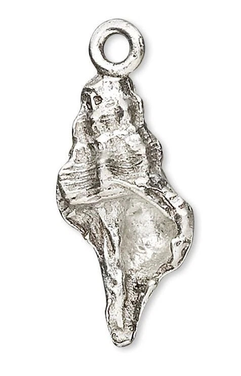 Antiqued Silver Pewter 3D Conch Shell Charms, 18x10mm, 4 pcs