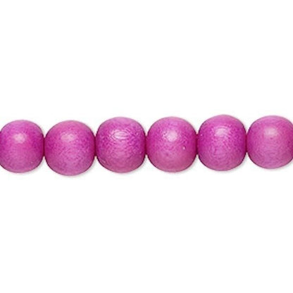 Dyed & Waxed Wood Round Beads 7-8mm - 2 Strands (approx. 108 pcs)