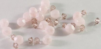 Czech Fire-Polished & Swarovski Crystal Pink Bead Mix, 32 pcs