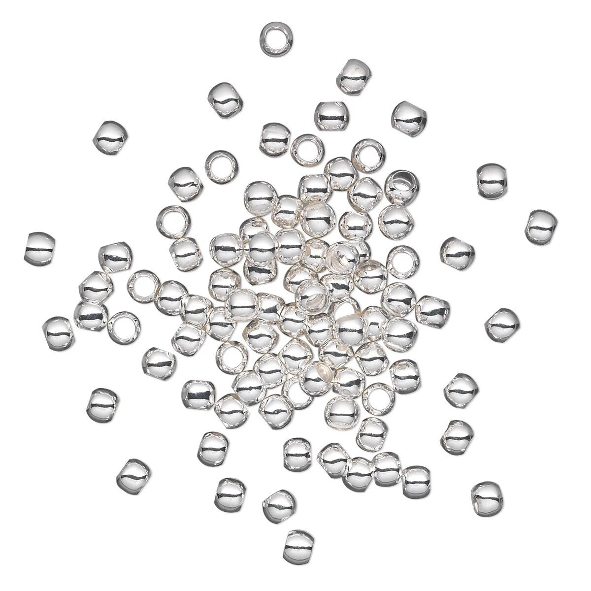 Silver-Plated Brass Smooth Micro Round Spacer Beads, 2.5mm, 100 pcs
