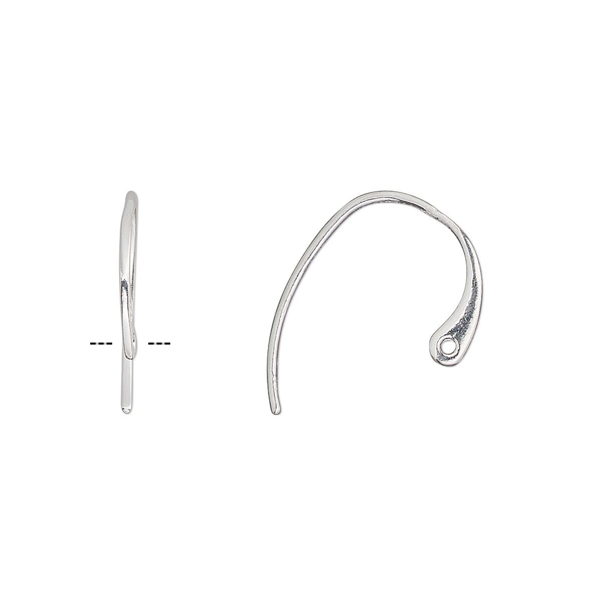 Sterling Silver 19mm Fishhook Ear Wires with Hole 20 Gauge (1 Pair)