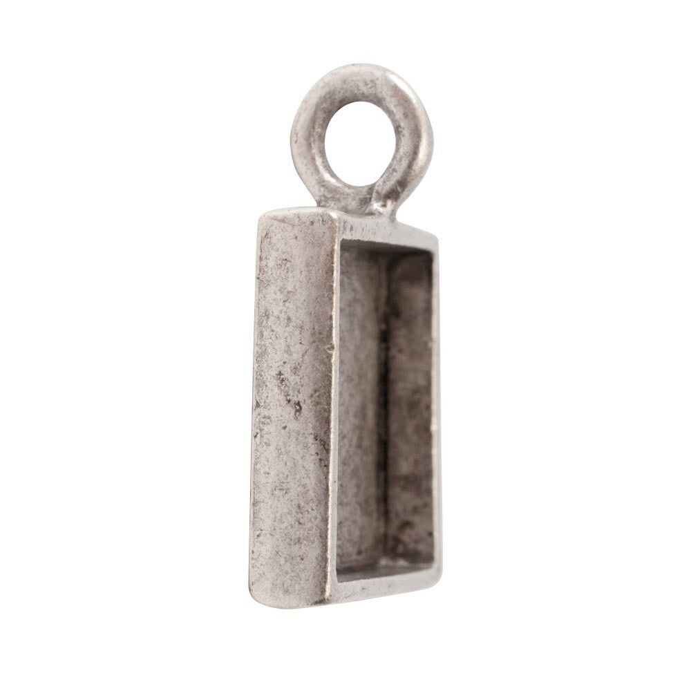 Nunn Design Antiqued Silver Pewter Small Square Bezel Pendant, 26x19mm, 1 pc