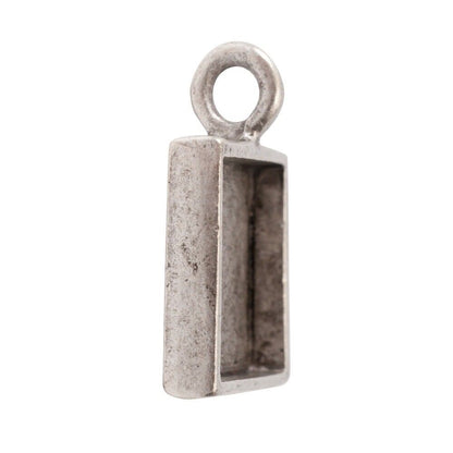 Nunn Design Antiqued Silver Pewter Small Square Bezel Pendant, 26x19mm, 1 pc