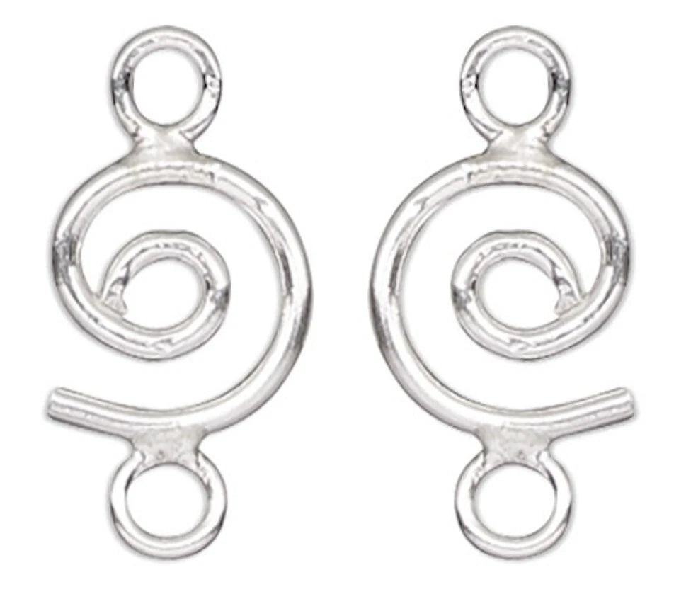 Sterling Silver Round Swirl Earring Link Connectors, 12x6mm, 2 pcs