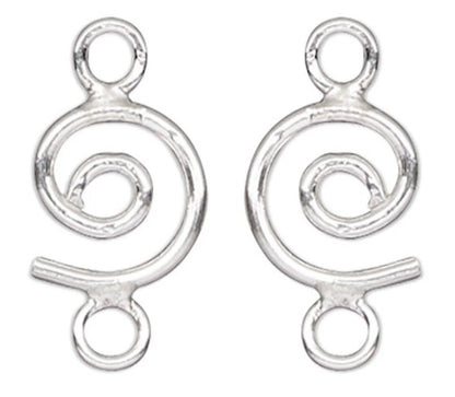 Sterling Silver Round Swirl Earring Link Connectors, 12x6mm, 2 pcs