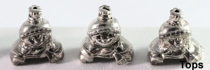 Antiqued Silver Plated Pewter Christmas Bead Caps, Santa & Snowman, 11x22mm, 6 Sets