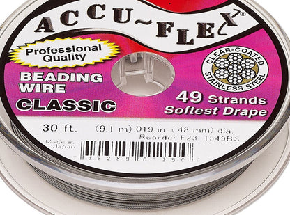 Accu-Flex 49 Strand Clear Beading Wire 0.019" Diameter, 30 Foot Spool