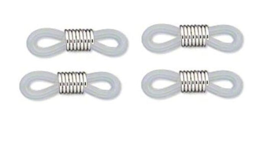 Eyeglass Holders, Clear Rubber with Adjustable Silver Coil, 20x5mm