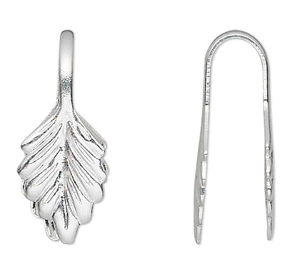 Glue-On Leaf Bail, Fold-Over, Gold or Silver Plated Brass, 29x6mm