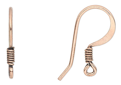 Antiqued Copper Flat Fishhook Ear Wires, 17mm, 20 Gauge, 20 pairs