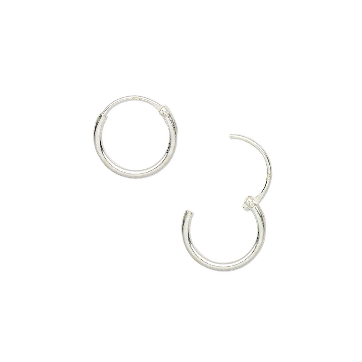 Sterling Silver Endless Hoop Earrings 10mm Round, 4 Pairs