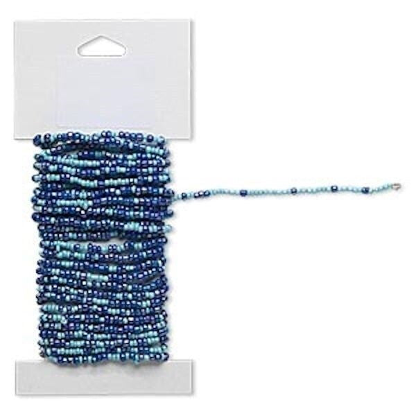 Beaded Wire, Pre-Strung Glass Seed Beads on Brass Wire, 15 Feet