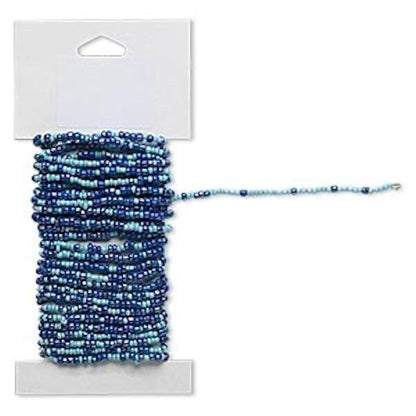 Beaded Wire, Pre-Strung Glass Seed Beads on Brass Wire, 15 Feet