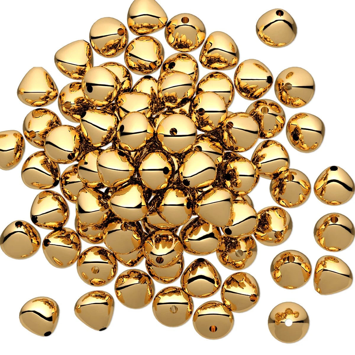 Gold Plated Brass Smooth Pear Teardrop Beads, 5mm, 100 pcs
