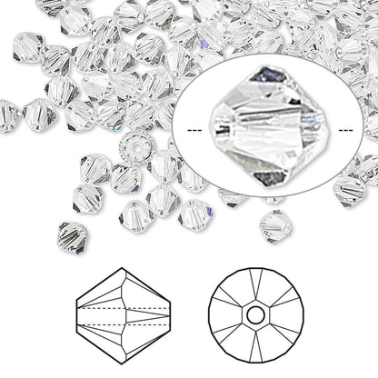 Swarovski Clear Crystal 5328 Xilion Bicone Beads, 4mm - 48 or 144 pcs