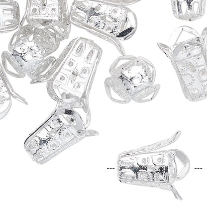 Silver Aluminum Long Filigree Bell Bead Caps, 14x13mm, 24 pcs