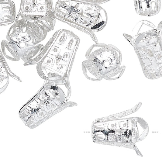 Silver Aluminum Long Filigree Bell Bead Caps, 14x13mm, 24 pcs