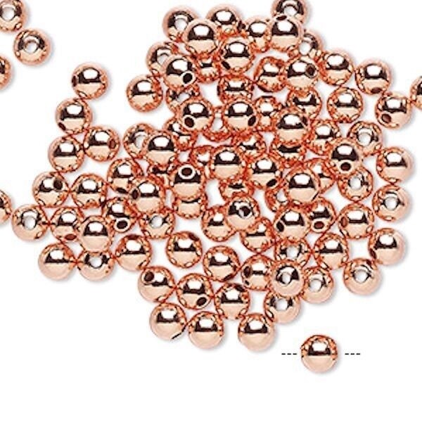 Solid Copper 4mm Smooth Round Beads with Anti-Tarnish Coating